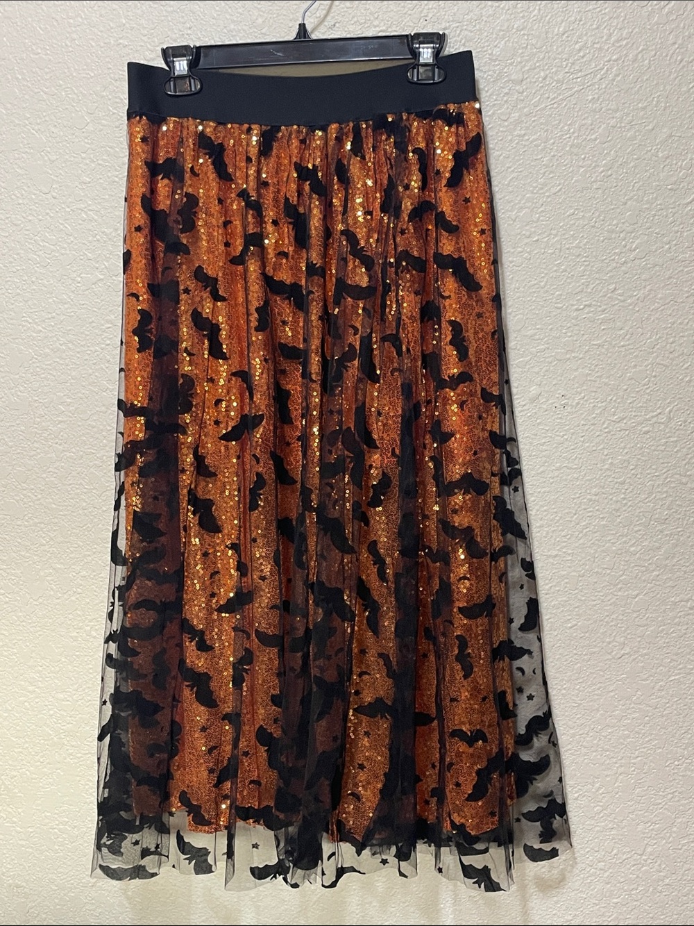 Halloween Skirt. Black And Orange Skirt With Bat Design. NWOT.